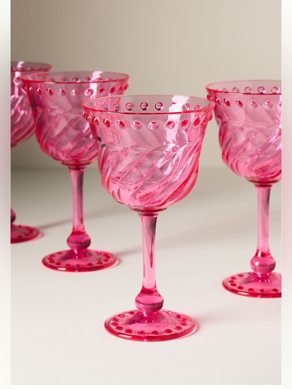 BNIB Anthropologie Esther Acrylic Wine Glasses, Set of 4, Raspberry